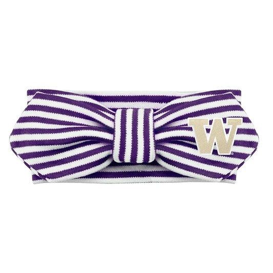 Creative Knitwear Washington Huskies Infant Girls Purple/White Striped Hair Knot Headband Embroidered Logo - Size Newborn - 4T