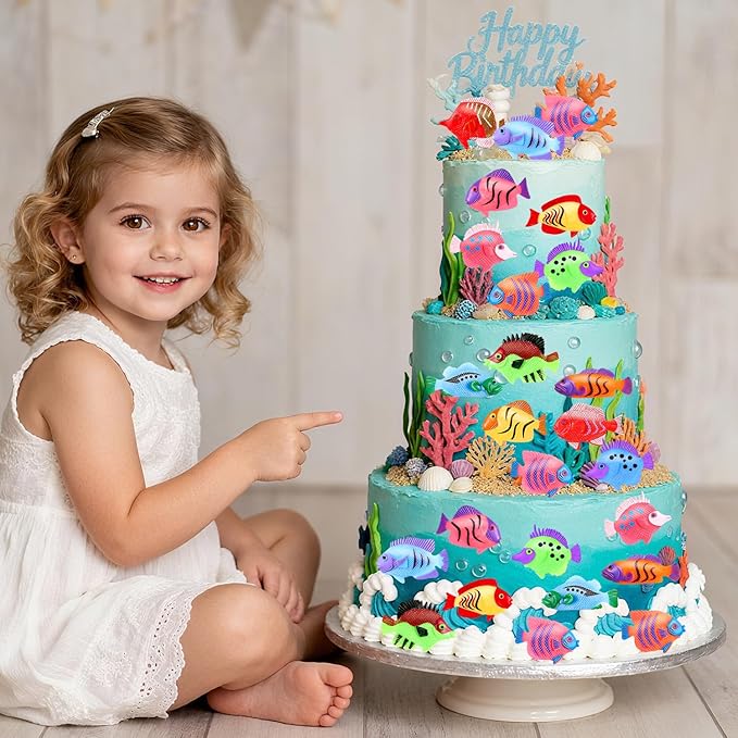 120Pcs Plastic Tropical Fish Toys, Mini Plastic Fish for Children's Party Supplies and Decoration