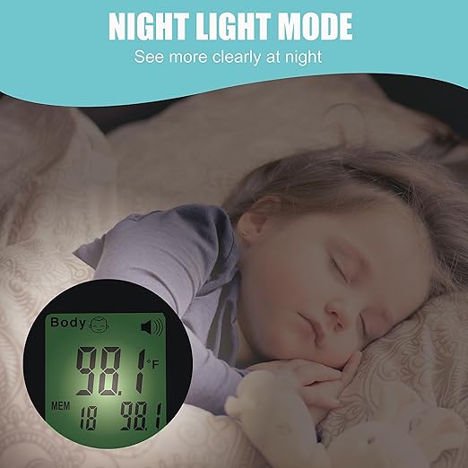 Amplim Digital Forehead Thermometer for Kids, Adults, and Babies - Touchless, Non-Contact Fever Thermometer with Temporal Head Function and Smart Color LCD Display