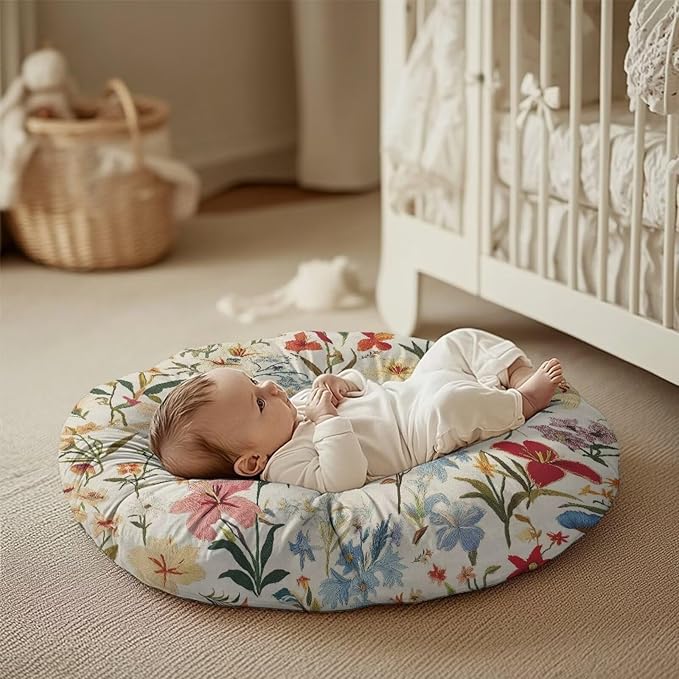 Vintage Floral Newborn Lounger Pillow Cover Removable Soft Comfortable Slipcover for Infant Lounger Pillow Cover Breathable and Washable