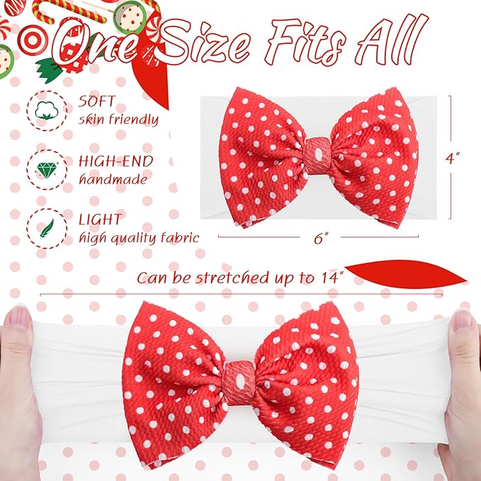 Christmas Bows for Girls - Santa & Candy Cane Bows - Red Baby & Toddler Girl Headbands