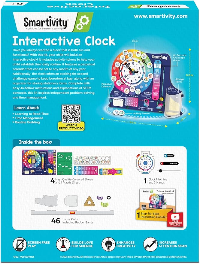 Smartivity DIY Interactive Clock with Stationary Organiser for Kids Ages 8-14 | Features an Infinity Calendar | Birthday Gift for Boys&Girls | STEM Educational Toy for 8,9,10,11,12,13,14 Years