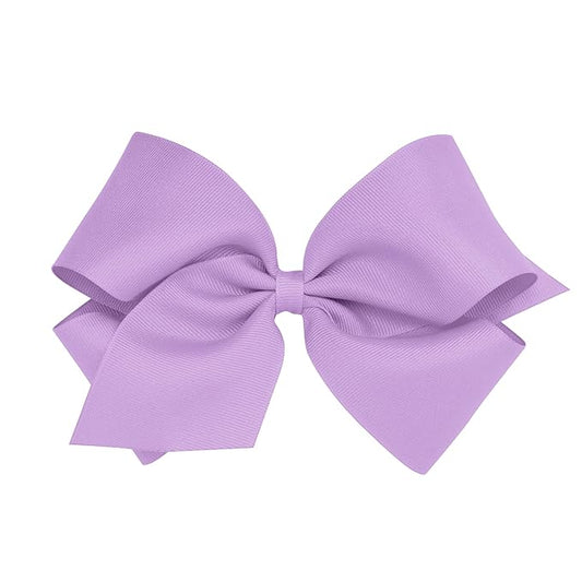 Wee Ones Girls' Classic Grosgrain Hair Bows with Plain Wrap Center, No-Slip Hair Clip, Handmade, Light Orchid, King