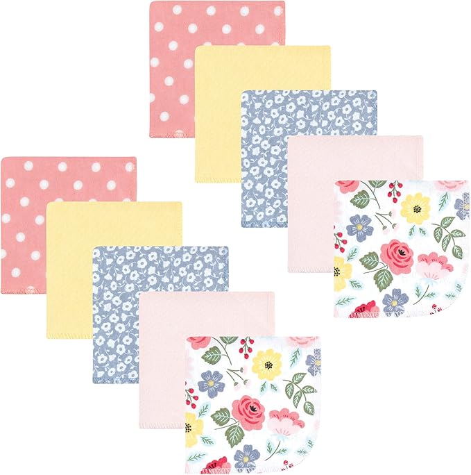 Hudson Baby Unisex Baby Flannel Cotton Washcloths, Modern Botanical 10 Pack, One Size