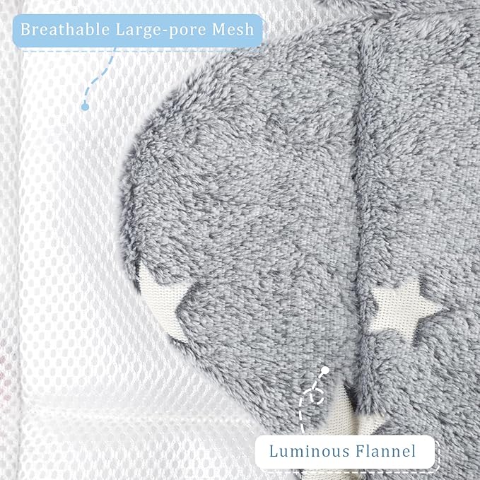 Infant Car Seat Insert Boys Girls, Soft Flannel Baby Head Support & 2 Strap Pads, Preemie Newborn Carseat Cushion Reversible & All Season for Stroller, Baby Swing, Rocker, Bassinets, Bouncer Gray Star