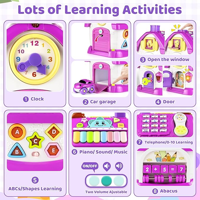 Marstone Toddler Toys for 1 Year Old Girl Gifts: Kids, 8 in 1 Multi-Functional Learning Baby Musical House for Birthday Gifts, Educational Baby Girl Toys 6-12, 12-18 Months