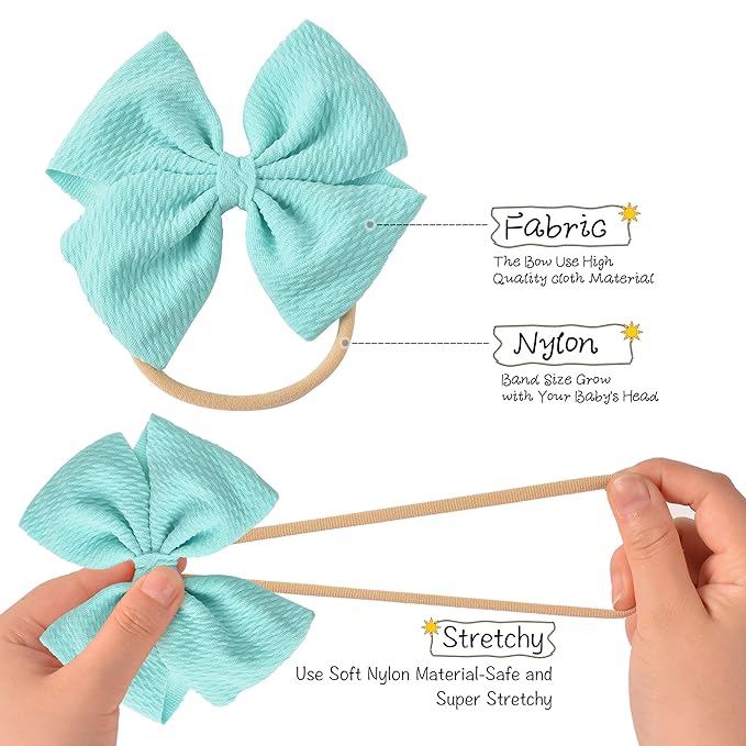 Prohouse 30 PCS Big Bows Baby Nylon Headbands Hairbands Hair Bows Elastics for Baby Girls Newborn Infant Toddler Child Hair Accessories