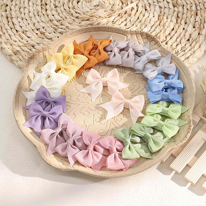 OAOLEER 24pcs 2inch Baby Hair Clips, Fully Lined Bows for Baby Girls, Toddlers & Infants, 12 Colors in Pairs, Unisex, Modern, Contemporary Style