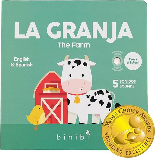 Binibi La Granja Bilingual Sound Book - Interactive Spanish Learning for Babies - Ages 1-5