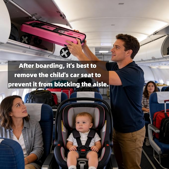 Car Seat Dolly for Airport Folding Car Seat Travel Cart for Airplane - Car Seat Roller with Wheel Cart Carrier with Straps Foldable Luggage Trolley Folding Hand Truck Dolly for Moving