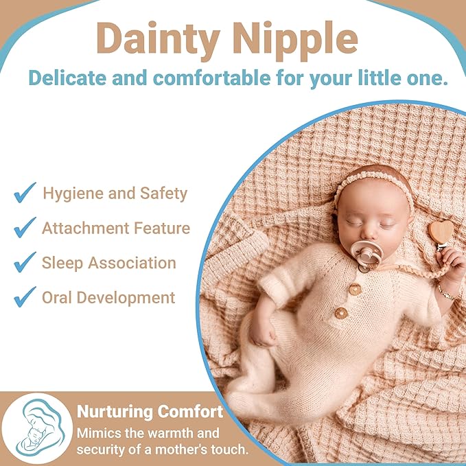 ButtonMe Premium Soft Silicone Newborn Pacifiers 0-6 Months BPA Free Baby Pacifier - 2-Pack Comfortable & Stylish Baby Pacifier 0-6 Months for Baby Boy & Girl - Hospital-Grade Silicone Baby Pacifiers
