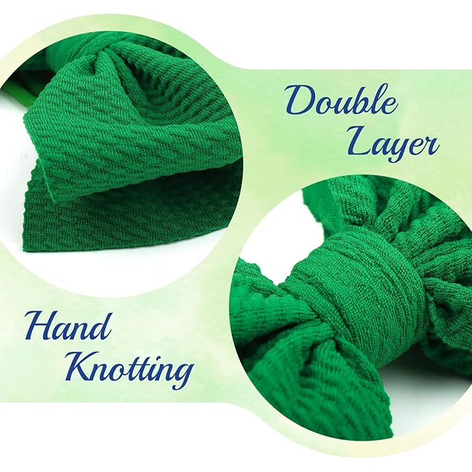 3PCS 4.5’’ Hair Bows for Baby Girls Newborn Infant Toddler Headbands Blue & Green & Black Bow of Hair Accessories Soft Girl Head Wraps