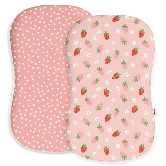 Baby Lounger Cover for Boys and Girls, Soft Breathable Polyester Cover, Fits Most Lounger Pillows, Cute Patterns, Durable and Machine Washable (Blush Berry, Envelope)