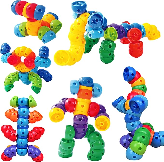 KUTOI Snap n Twist Building Toys - Wocky Blocks - 80 Piece STEM Snap Cubes for Preschool & Elementary School, Tactile Sensory Toys for Boys & Girls, Ages 3+