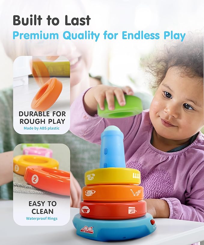 BEST LEARNING Stack & Learn - Developmental Educational Activity Stacking Toy for 6 or 9 Month Old Baby Toys and Up | First 1 Year Boy Girl Gifts for Birthday Gift