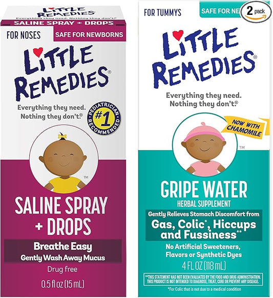 Little Remedies Infant Gas and Nose Solutions (1- 0.5 oz Saline Spray and Drops, 1- 4 oz Fast Acting Gripe Water)
