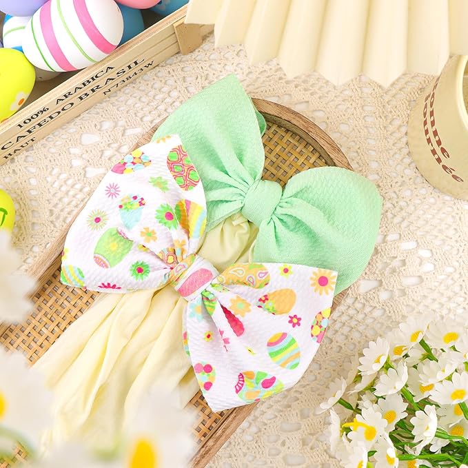 Easter Hair Bows for Girls Infant Headbands Easter Egg Big Bows Bunny Bow Hair Accessories Baby Girl Headbands with Bows Infant Easter Gift