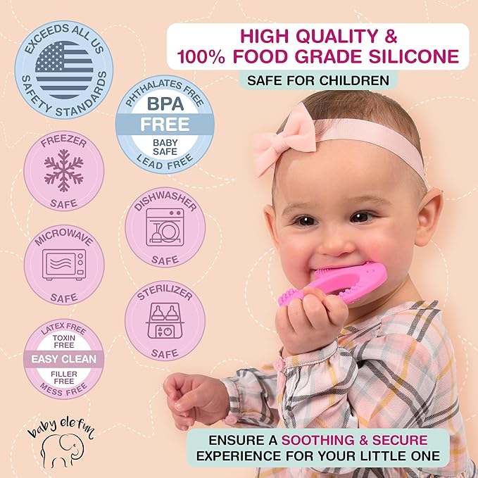 Elefun Baby Teether Pack - Gift 6 Months Blissful Teething Relief - Infant Teethers 0 to 6 Month Baby Shower Gift Set - Safe Silicone Soothing Rings Developmental Infant Chew Toys