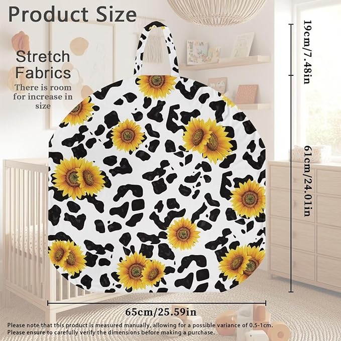Cow Stripes and Sunflower Baby Lounger Cover Lounger Cover for Boys Girls Comfy Fit Infant Lounger for Baby, Infant Removable Slipcover Stain Resistant and Scratch Resistant