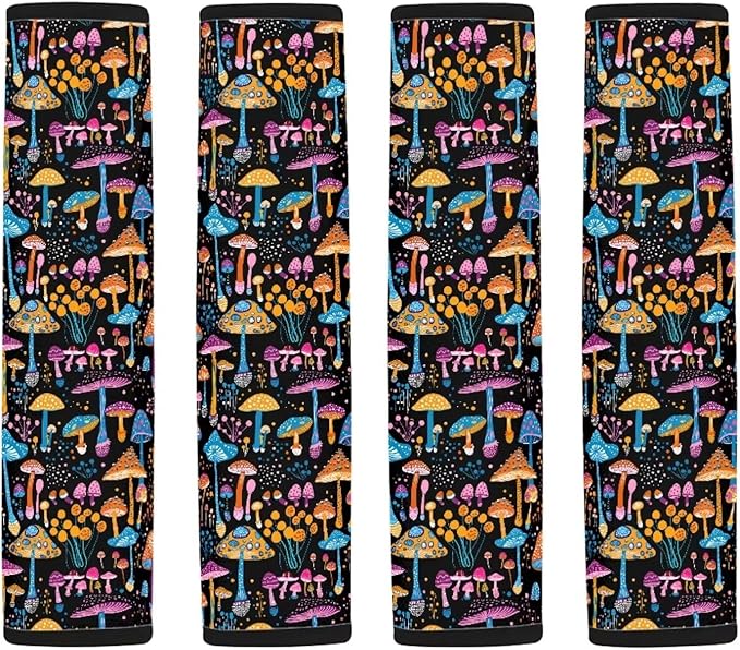 UNICEU Rainbow Hippy Mushrooms Car Seat Strap Pads Universal Car Seat Belt Pads Cover Seat Belt Shoulder Strap Covers Protection Pad for Car,Backpack