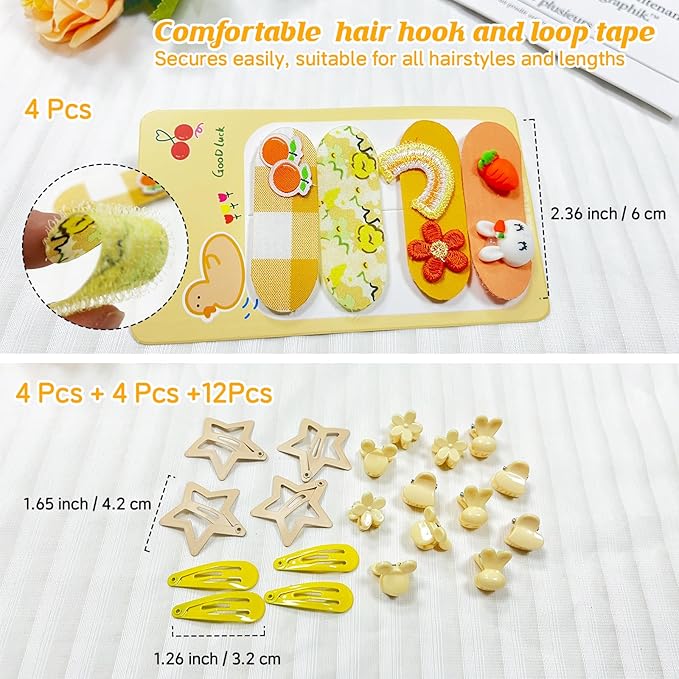 400 Pcs Baby Girls Hair Accessories Set,Baby Girls Hair Ties,Flower Bows Rubber Bands,Hair-friendly Hair Clip,Soft Elastic Hair Bands,Claw Clip(Yellow)