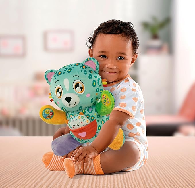 Clementoni Baby Cleo and Leo, Interactive Speaking Plush Animal with Small Puppy for Children from 6 Months and Above Activity Centre to Promote Emotional, Sensory and Cognitive