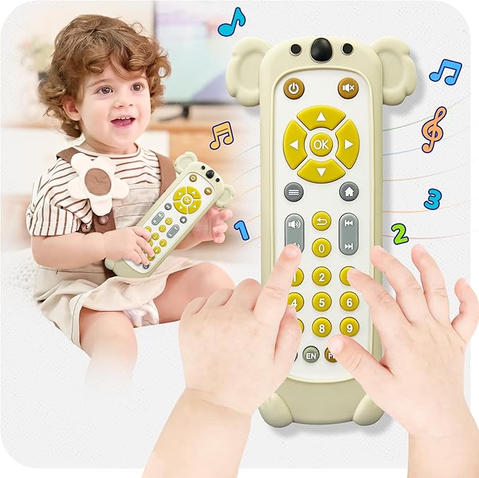KIRALUMI Baby Remote Control Toy with Koala Silicone Cover - Educational Musical Baby Toddler Toys with Realistic Play, Lights, and Sounds - 6, 9, 12, 18 Month Boys Girls Toys Gift.