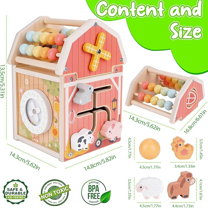 Melofaver Montessori Toys for 1 2 3 Year Old, Wooden Farm Animal Toys for Toddlers 1-3, Baby 12-18 Months Toy, 1 2 Year Old Girl Boy Birthday Gift, Kids Educational Learning Toys Gifts for Girls Boys