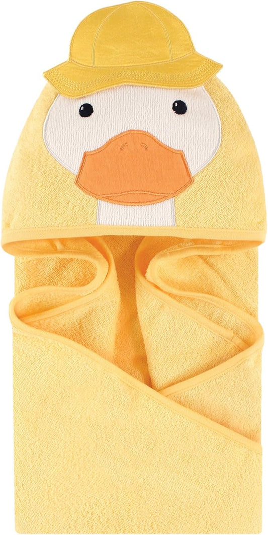 Little Treasure Unisex Baby Cotton Animal Face Hooded Towel, Duck, One Size