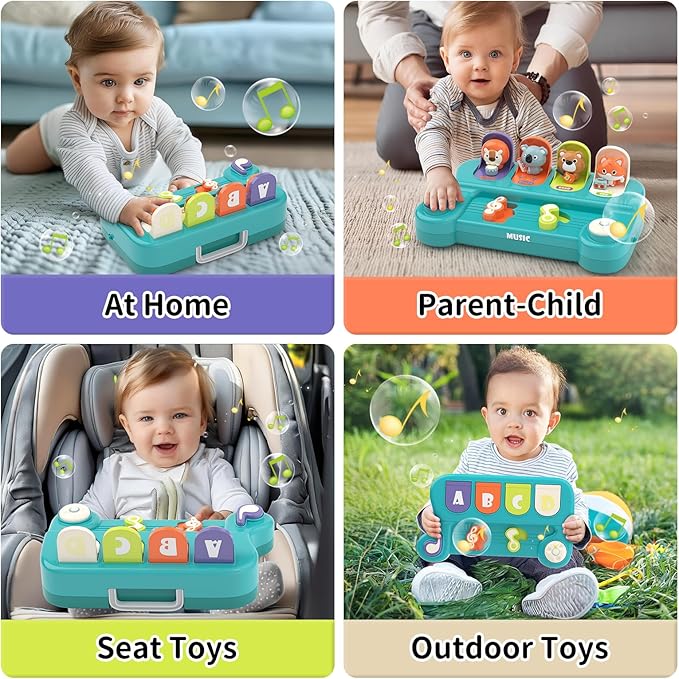 usrela Cause and Effect Toys for 1 Year Old Boy Girl, Baby Musical Toys 12-18 Month, Interactive Pop up Animal Toy for 12-24 Month Old, STEM Birthday Gift for Toddler Toys Age 1-2