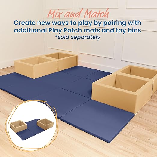 ECR4Kids SoftZone Play Patch Activity Mat Squares, Modular Playmat, Navy, 4-Pack