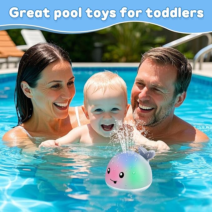 ANGGIKO Whale Bath Toy Sprinkler with Charging Dock, Light Up Bath Toys for Babies 6-12-18 Months Kids Ages 1-3, 1 2 3 Year Old Boy Girl Gifts 1st Birthday Bathtub Water Toy