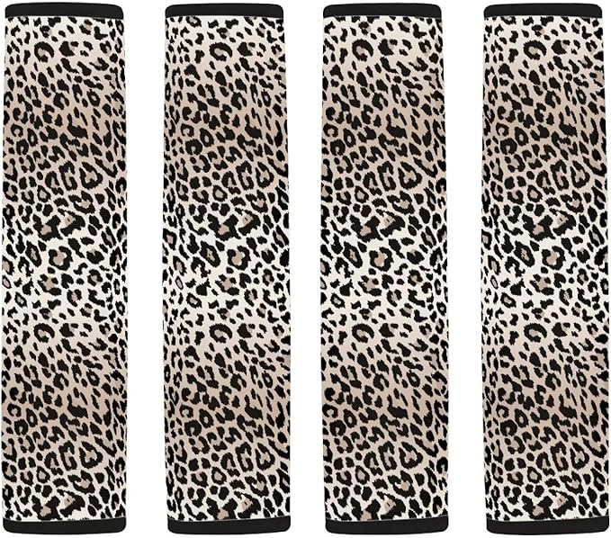 Seat Belt Cover Pad 4 Pack Soft Car Seat Shoulder Strap Pads Seatbelt Strap Cover Leopard Print Car Accessories for Adults Kids Universal Fit
