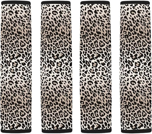 Seat Belt Cover Pad 4 Pack Soft Car Seat Shoulder Strap Pads Seatbelt Strap Cover Leopard Print Car Accessories for Adults Kids Universal Fit