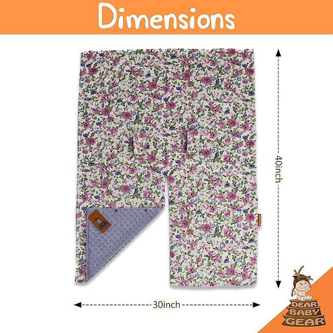 Dear Baby Gear Floral Baby Car Seat Canopy with Snap Button Opening - Newborn & Toddler Carseat Cover - Nursing Covers - Infant Chair Essentials (Lavender Pink Floral & Dot, 40" x 30")