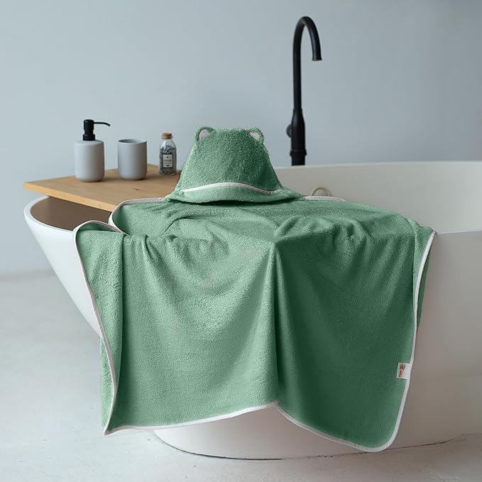 Premium Toddler Towels with Hood - Extra Soft Rayon from Bamboo Toddler Bath Towel (Green)
