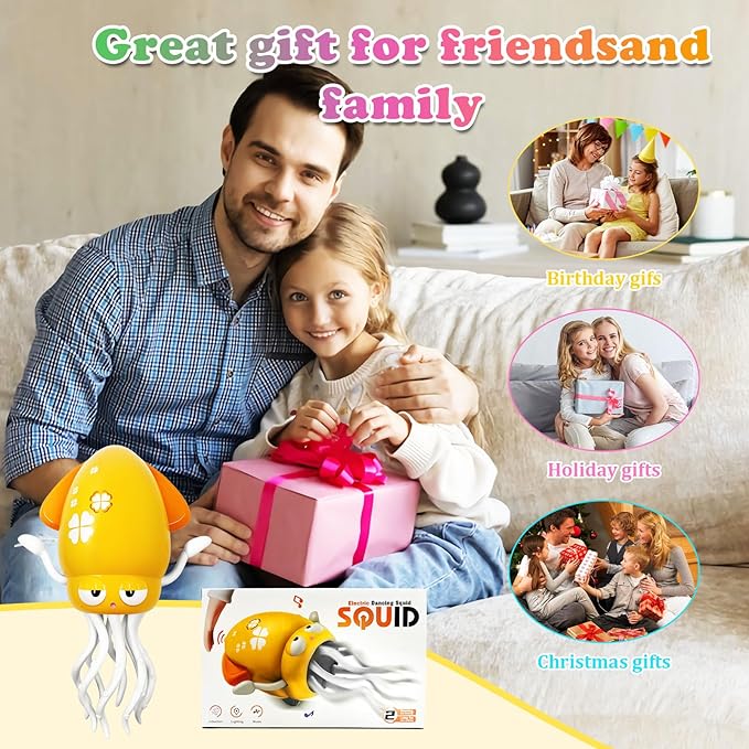Electric Crawling Octopus Toy with LED Lights & Music, Crawling Dancing Automatic Obstacle Avoidance Octopus Sensor Toy, Stress Relief Gift for Kids Toddlers Indoor Play