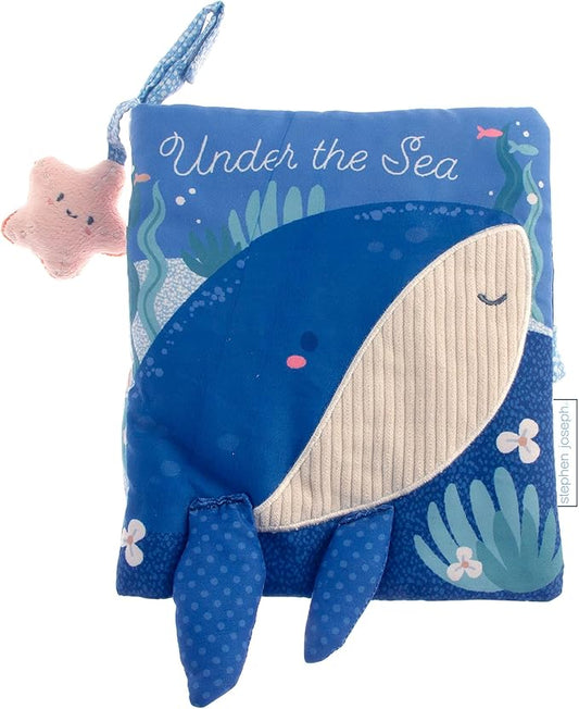 Stephen Joseph, Soft Fabric Book, Soft Activity Baby Book - 6 Sensory Filled Pages, Sensory Toys for Babies and Toddlers, Sea