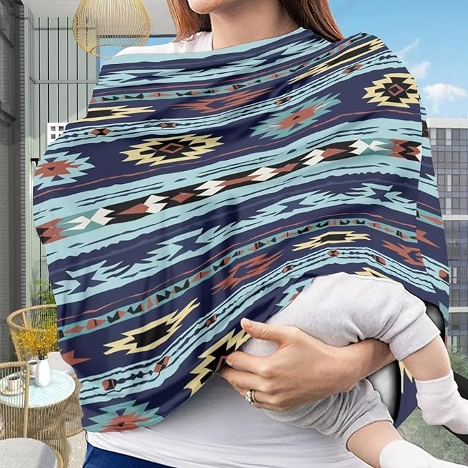 Youngerbaby Western Aztec Nursing Cover Carseat Canopy Car Seat Covers for Babies Mom Breastfeeding Scarf Infant Multi Use Cover for Baby Stroller Shopping Cart Feeding High Chair