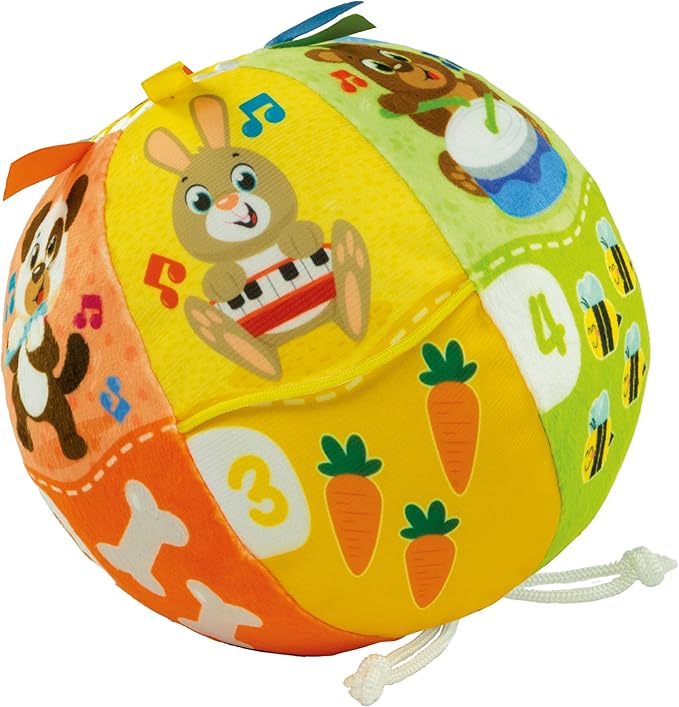 Clementoni Baby Baby Ball Sounds and Sings, Electronic Game for Children 6+ Months, with Sounds and Soft Melodies, Soft Fabric, Stimulates Manuality, Touch and Motor Skills, Italian Language,