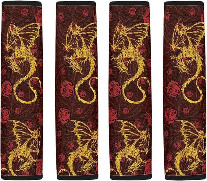 Asian Red Dragon Car Seat Belt Cover Soft Car Safety Seat Belt Strap Shoulder Pad for Women Men 2 Pack
