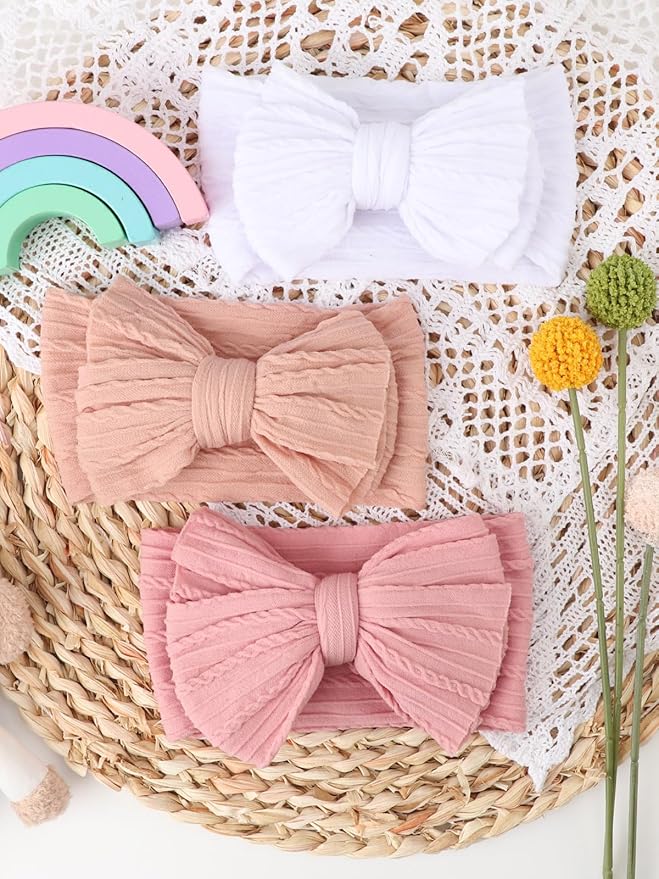AQOKKA Baby Bows Headbands Nylon Baby Girl Headbands Soft Handmade Hairbands Toddler Hair Accessories for Girls Baby Newborn Infant Kids