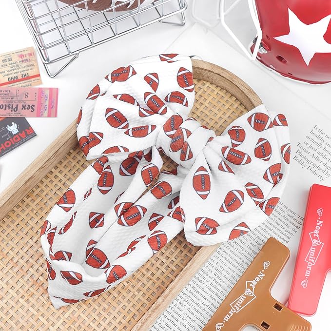 Football Baby Bow Headbands for Girls Super Bowl Infants Hair Accessories Toddlers Outfits for Sports Parties Baby Girl Football Outfit