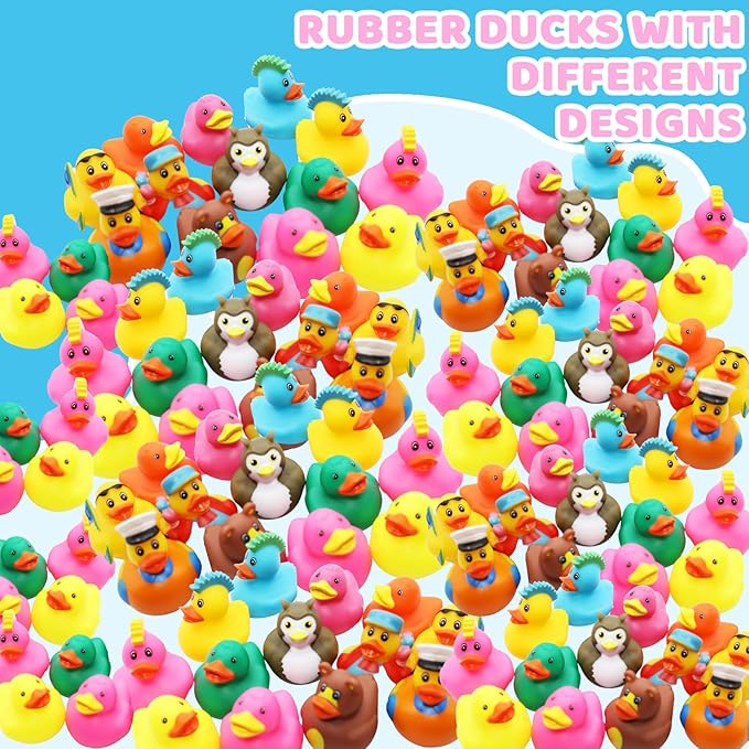 120 Pack Rubber Ducks for Jeeps 2.3 Inch Jeeps Ducks for Ducking Assortment Rubber Duckies Bulk Floater for Toddlers Bath Toys Party Favors Summer Beach Pool Activity