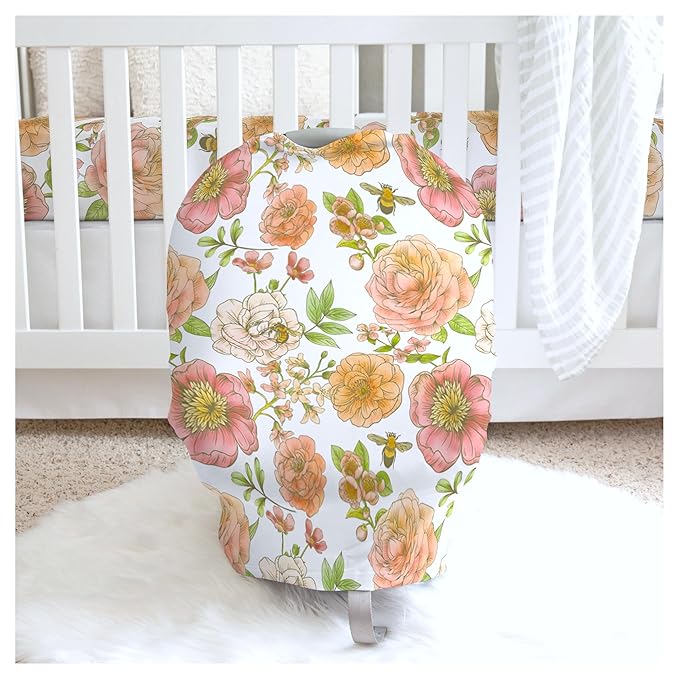 Honey Lemonade - Baby Car Seat Cover - Breastfeeding Baby Nursing Cover Carseat Canopy - Multifunctional Stretchy Soft Baby Car Seat Cover for Girl and Boy - Gender Neutral