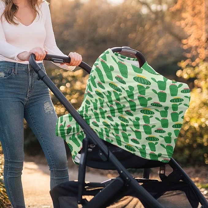 Cactus Car Seat Canopy Cover Dust Cover Sun-Proof Windproof Stroller Canopy Covers Privacy Protection Stretchy Breastfeeding Scarf Nursing Breastfeeding Covers