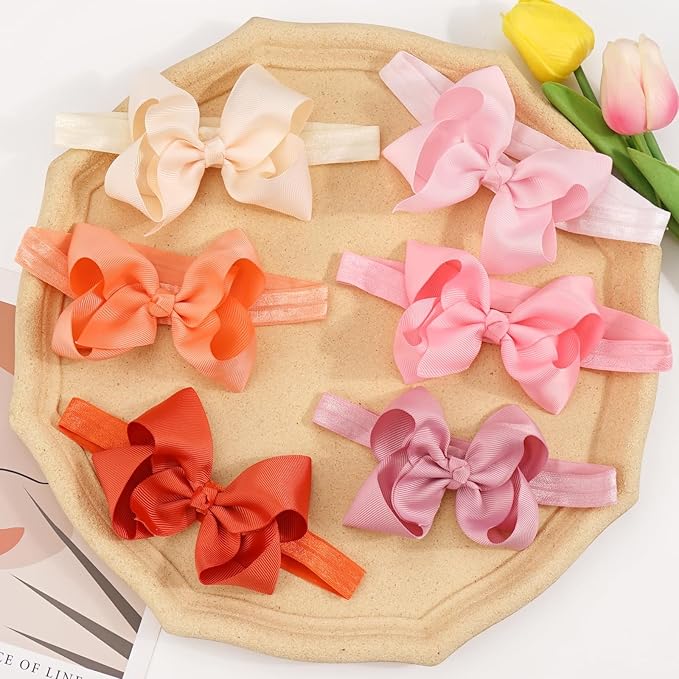 CellElection 40 Colors Baby Grosgrain Ribbon Hair Bows Headbands 4.5Inch Hair Bows Headbands Big Bow Hair Bands Hair Accessories for Baby Girls Infants Toddlers Newborns