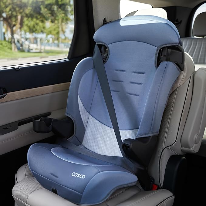 Cosco Kids Finale DX 2-in-1 Booster Car Seat, Forward Facing Toddler Car Seat (40-65 lbs) and Belt Positioning High Back Booster (40-100 lbs), Rainbow