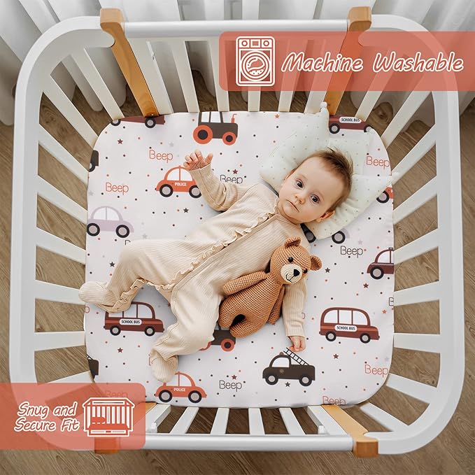 Cloele Square Playard/Playpen Fitted Sheets,Square Pack and Play Crib Sheets,Ultra Soft Polyester Car Fitted Playpen Sheet for Baby,Perfect for 36 X 36 Portable Playard Mattresses