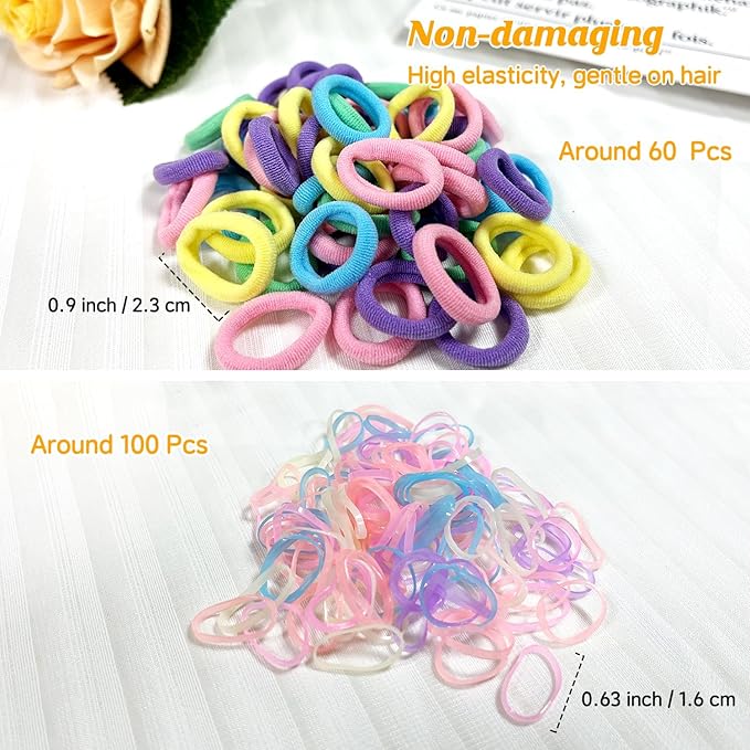 400 Pcs Baby Girls Hair Accessories Set,Baby Girls Hair Ties,Flower Bows Rubber Bands,Hair-friendly Hair Clip,Soft Elastic Hair Bands,Claw Clip(Yellow)